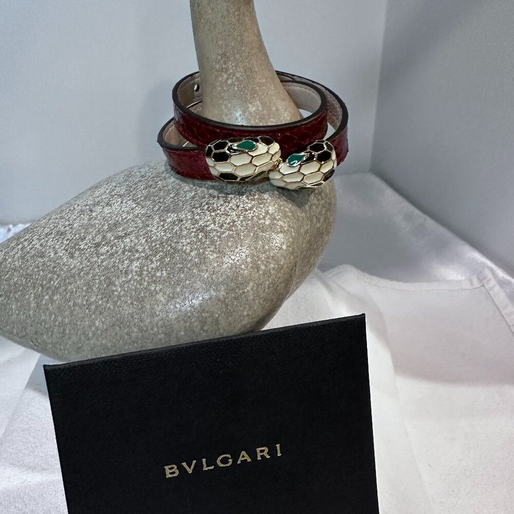 BVLGARI Serpenti Forever Double Wrap Bracelet Karung/Snake Skin